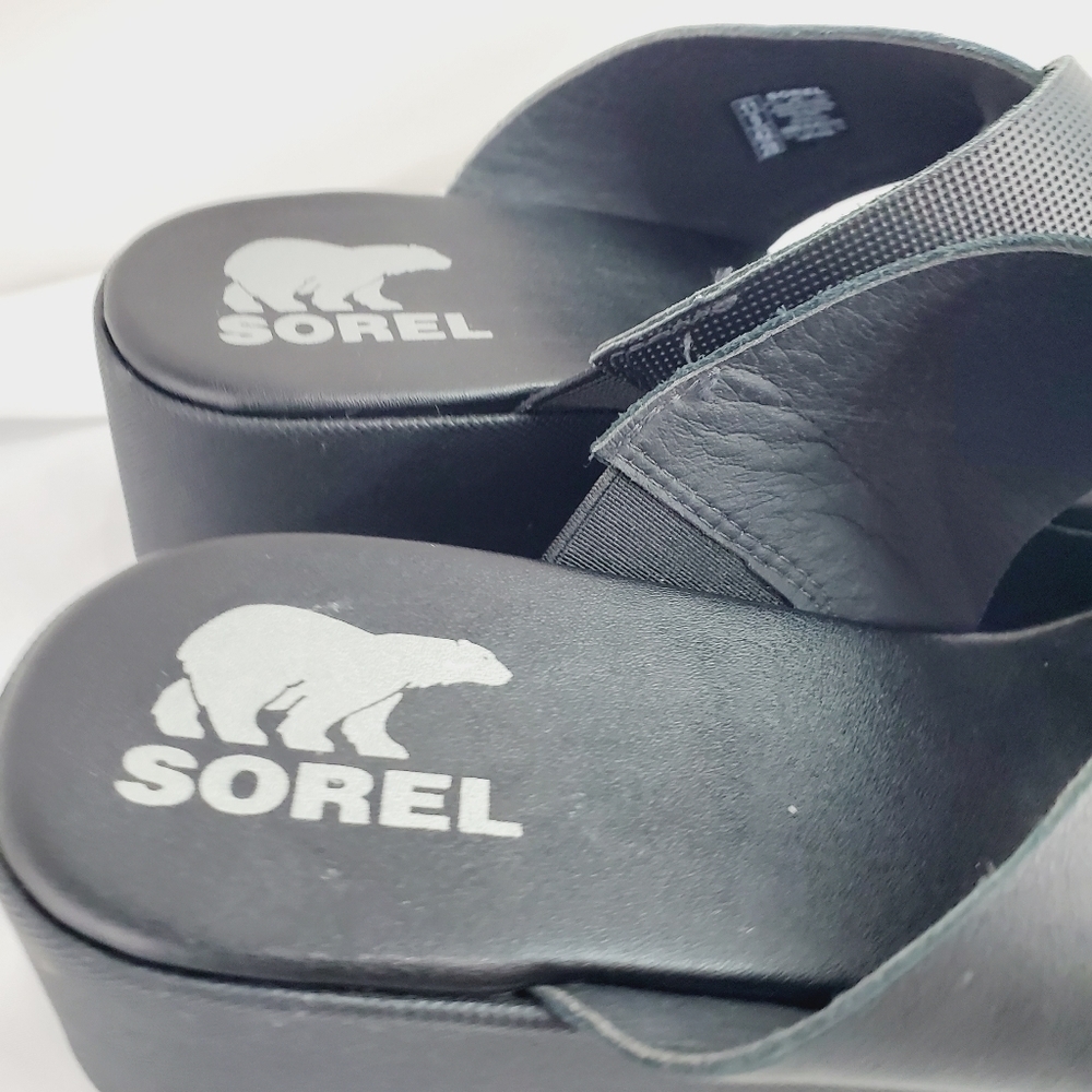 ❤️NWOT Sorel Cameron Platform Mule Wedge Black Slide SlipOn size 11 - Picture 11 of 11
